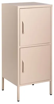 Produktbild von BELIANI Hoher Aktenschrank Beige Stahl 40x40x102 cm mit 2 Türen 4 Ablagefächern 2 Griffen Büro Wohnzimmer Schlafzimmer Bad Flur Diele