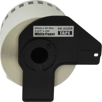 Produktbild von vhbw Rolle mit Halter 62mm x 30,48m (1 Etikette) kompatibel mit Brother PT QL-1050, QL1050N, QL-1060, QL1060N, QL-500, QL-500A Drucker - Premium Weiß