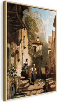 Produktbild von Italienischer Leinwand Leinwandbild - Im Dachstübchen (Carl Spitzweg) 80x120 cm Reproduktionen l-F-10565-b-a
