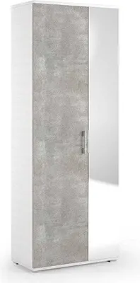 Immagine prodotto di Scarpiera multiuso per il bagno bianco e cemento con specchiera