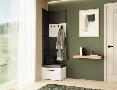 Produktbild von Garderobe MARGARET V, Farbe: Weiß+Jasmine100 mit gepolsterten Paneelen und Kleiderhaken