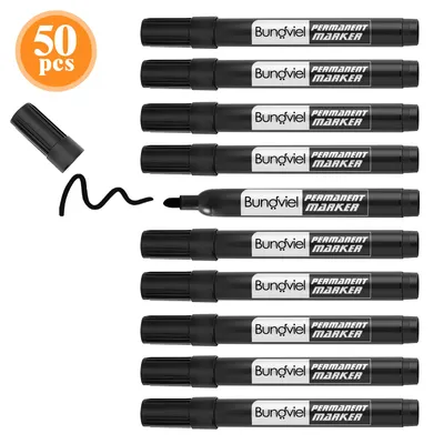 Produktbild von 50 Stück Permanent Marker Set Wasserdicht Schnell Trocknend für Schule Schwarz