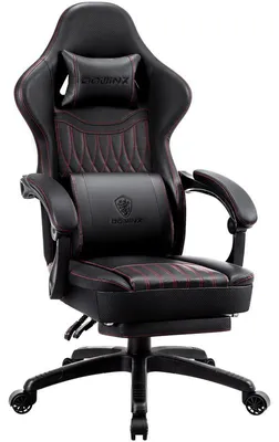 Produktbild von Gaming-Stuhl,atmungsaktives Kunstleder,Taschenfederkissen,Massage-Lendenstütze,Fußstütze verstellbar Schwarz
