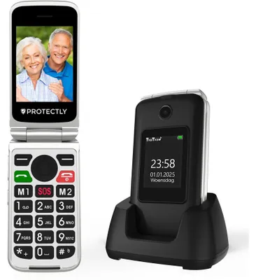 Produktbild von Protectly® klappbares Seniorenhandy 4G – SOS-Taste, große Tasten, 2,8 Zoll Display