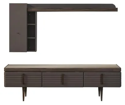 Productafbeelding van Wandmeubel, dressoir, TV-meubel, planken, TV-standaard, kast, hout, grijs