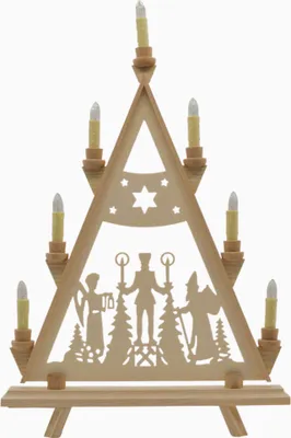 Produktbild von Lichterdreieck - Weihnachtsmann, Engel und Bergmann, 37cm, Original Erzgebirge