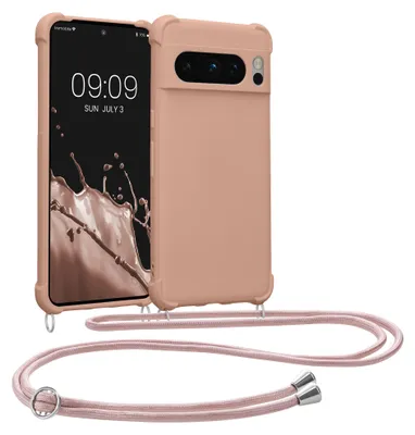 Produktbild von kwmobile Necklace Case kompatibel mit Google Pixel 8 Pro Hülle - Cover mit Kordel zum Umhängen - Silikon Schutzhülle Coconut Swirl
