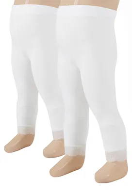 Imagen del producto de 2 pares de leggings de microfibra para bebé con encaje | Tallas: 12/18/24 meses | 50 deniers | Color: negro