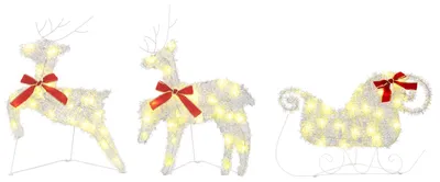 Image de vidaXL : 3 rennes de Noël avec traîneau, 60 LED, lumière blanche chaude