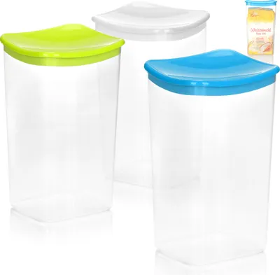 Produktbild von COM-FOUR® 3x Vorratsdose zur Aufbewahrung von Lebensmitteln mit Deckel für Camping oder Picknick - für Obst, Gemüse, Snacks, Müsli - Schüttdose, Kaffeedose [Auswahl variiert]