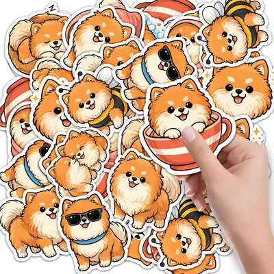 Image de AUTOCOLLANTS ÉTIQUETTES CAHIER 10 pcs - Animal Chien Petit chien Race Pomeranian
