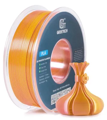 Produktbild von 3D-Drucker-Filament - Silk PLA Zweifarbig - Durchmesser 1,75 mm - Spule 1 kg - Maßtoleranz ±0,03 mm - Vakuumverpackt - Gold/Kupfer
