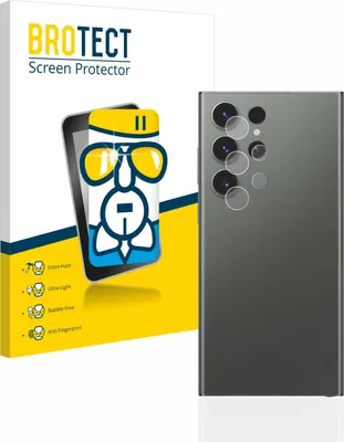 A product packaging for a screen protector, with a depiction of a smartphone and its camera lenses.