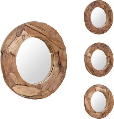 Immagine prodotto di vidaXL Specchio decorativo in teak 80 cm rotondo - Specchio