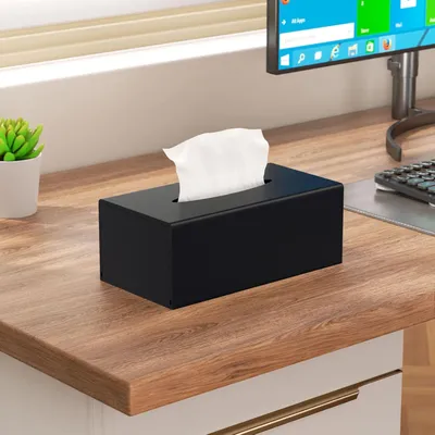 Produktbild von Kosmetiktücherbox: 25*14*10 cm Mattschwarz Tücherbox mit  für Esszimmer Badezimmer Schlafzimmer Büro Couchtisch Auto