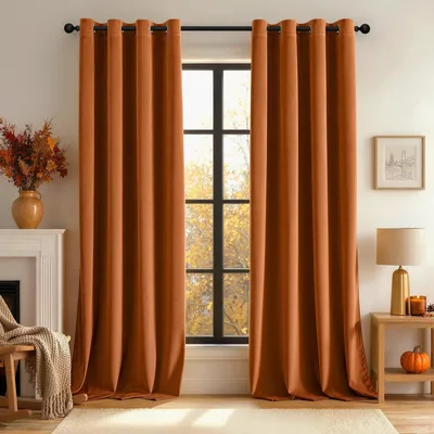 Immagine prodotto di Tende in velluto con occhielli - Arancione scuro - Tenda opaca