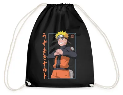 Produktbild von Spreadshirt Naruto Shippuden Design Mit Schriftzeichen Turnbeutel, One size, Schwarz
