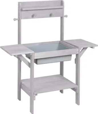 Produktbild von roba Matschküche Midi, Kinder-Outdoor-Gartenküche für Wasser & Sand, wetterfest, Massivholz, grau