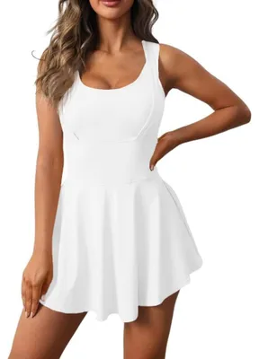 Produktbild von Damen Sportkleid mit Integrierten Shorts und BH - Weiß