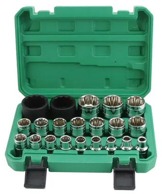Immagine prodotto di QWORK® Set di 21 chiavi a bussola, set di bussole a cricchetto da 1/2", set di chiavi a bussola esagonale da 8-36 mm