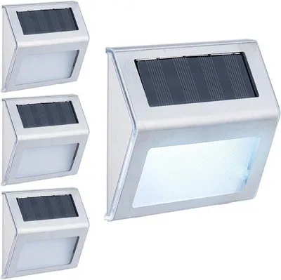 Obrázek produktu pro Sady LED reflektorů pro venkovní použití, balení po 4 kusech, voděodolné, stříbrná barva, do zahrady, na terasu, k plotu