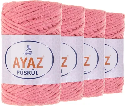 4 x 250g Strickgarn Püskül Strickwolle Häkelgarn Makramegarn Uni große Farbwahl rosa