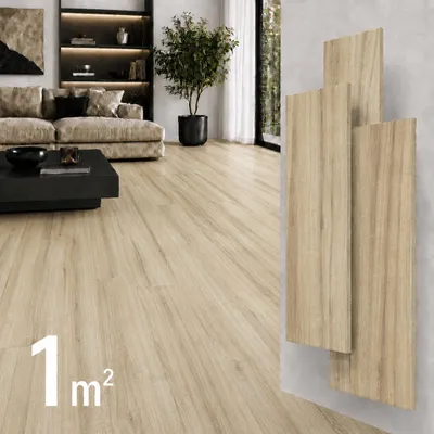 Produktbild von SPC Vinylboden 5mm Klick Vinyl wasserfest Holzoptik Bodenbelag mit Trittschalldämmung für Küche Bad Wohnzimmer, KI-generiertes Bild