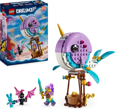 Produktbild von LEGO DREAMZzz Izzies Narwal-Heißluftballon, Meerestiere-Spielzeug, Rette Bunchu vor einem Albgnom, wandlungsfähiges Wal-Spielzeug für Kinder, Geschenk für Mädchen und Jungs ab 7 Jahren 71472
