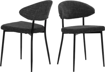Produktbild von SIT Möbel Stuhl 2er-Set | Bezug Strukturstoff dunkelgrau | Stuhlbeine Metall schwarz | B 56 x T 53 x H 82 cm | 04771-21 | Serie SIT&CHAIRS