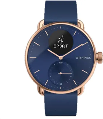 Produktbild von Withings Gesundheits-Wearable Scanwatch, 38mm Armband mit EKG und SpO2 – Blau
