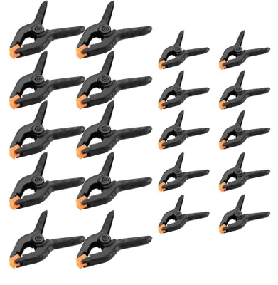 Produktbild von Set mit 20 Klemmen, 5 und 7,5 cm Federklemmen, Schnellverschluss-Schraubklemmen, Metallfederklemmen-Set