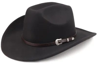 Produktbild von Fedora-Hut Damen mit breiter Krempe Gürtelschnalle Retro-Panama-Schlapphut Schwarz M
