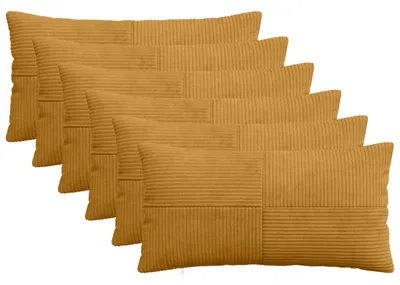 Image de Housse de coussin vidaXL, 6 pièces, collection ALMELO, jaune, 40 x 80 cm, matière : cord