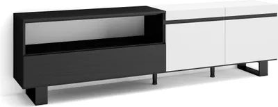 Produktbild von TV-Schrank, Lowboard, 200x35x57cm, Für TV-Geräte bis zu 80", Industriedesign, Weiß und Schwarz