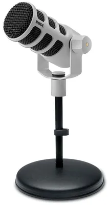 Image de Rode Microphone Podmic USB Blanc avec pied de table
