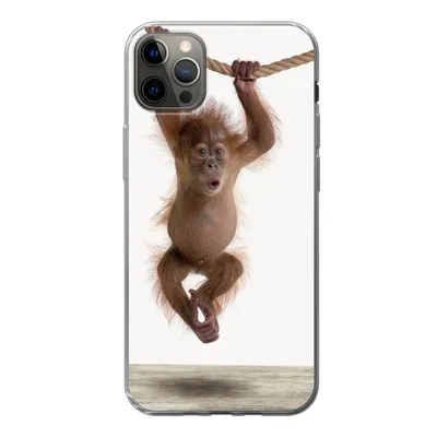 Produktbild von MuchoWow® Handyhülle Schutzhülle Hülle für iPhone 12 Pro Max Affe - Tiere - Kinder - Orang Utan - Jungen - Mädchen Silikon Softcase Handy Hülle - Hartschale