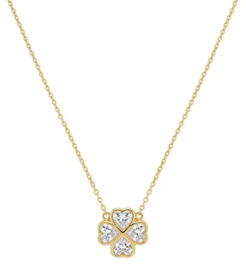 Produktbild von Kleeblatt Halskette 925 Sterling Silber Damen Zirkonia Anhänger vergoldet Glücksbringer Kette elegant filigran Geschenk Damen