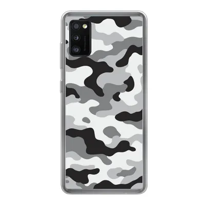 Produktbild von MuchoWow® Handyhülle Schutzhülle Hülle für Samsung Galaxy A41 Schwarz-weißes Camouflage-Muster Silikon Softcase Handy Hülle - Mobiltelefon