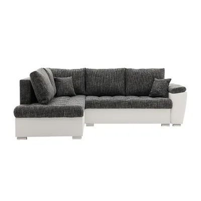 Produktbild von Ecksofa VEGAS 245/190 LINKS mit schlaffunktion und Bettkasten - L-förmig - Eckcouch in modernem Design - Dunkelgrau & Weiß