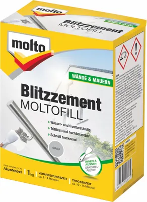 Produktbild von Molto Blitzzement Moltofill Grau 1 kg Mörtelpulver Schnelltrocken
