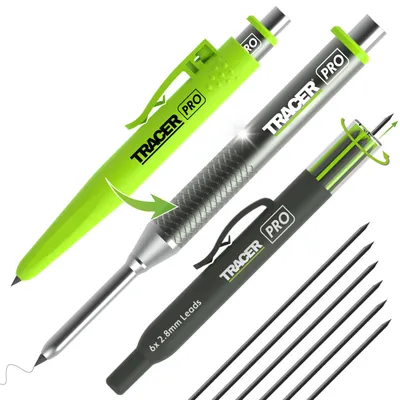 Produktbild von Tracer Tieflochmarker Pro – Zimmermannsbleistift 145 mm mit 6 Ersatzminen