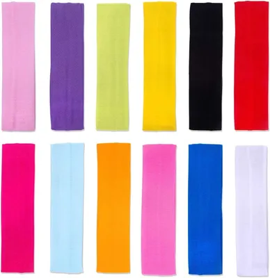 Produktbild von 12 Stück Sport Stirnbänder,Bunte Schweißbänder Haarband für Jogging,Yoga,Radfahren,Fitness
