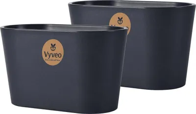 Immagine prodotto di Vyveo - Vaso da fiori Varda - Set da 2 - Nero - 22x12x13