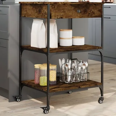 Produktbild von Küchenwagen Räuchereiche 60x48x89,5 cm Holzwerkstoff - Servierwagen 842373