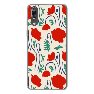 Produktbild von MuchoWow® Handyhülle Schutzhülle Hülle für Huawei P20 Blumen - Rose - Muster Silikon Softcase Handy Hülle - Hardcover