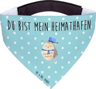 Produktbild von Mr. & Mrs. Panda Halstuch Eule Matrose - Türkis Pastell - Geschenk, Tuch, Heimathafen, Ehe, Hund, Owl, Freundin, Für Hunde, Hunde-Halstuch, Hundehalstuch