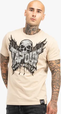 Productafbeelding van Tapout Creston T-shirt met korte mouwen, beige, maat 2XL, voor heren, kleur beige, maat 2XL