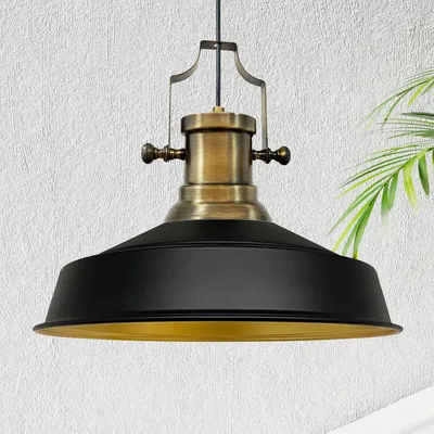 Produktbild von Asletl Hängelampe Industrial aus Metall 41 cm, Küchenlampe Vintage E27, Wohnzimmerlampe Hängend Vintage, Pendelleuchte Esstisch - Schwarz