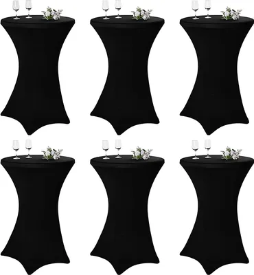 Obrázek produktu pro 6 kusů Barový stůl Kryty Barový stůl Elastan Stretch ubrus, pro Bistro stůl Ø 70-75 cm, pro kulatý stůl Svatební narozeninová párty Banquet stolní dekorace (70x110 cm, černá)