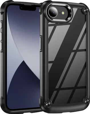 Produktbild von Hülle für iPhone 16e/iPhone 17e Hybrid Transparente PC Robust TPU Bumper Stoßfest Schutzhülle Schwarz